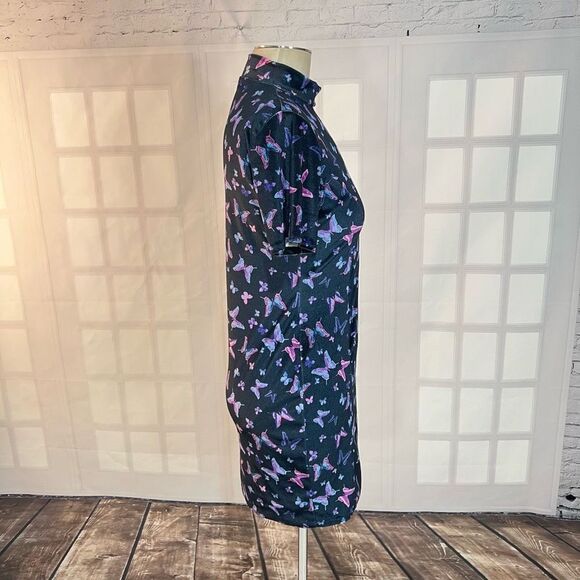 Rokoko velvet short sleeve mock neck velvet butterfly bodycon mini dress size 10 - Picture 4 of 9